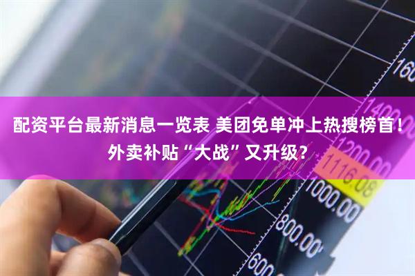 配资平台最新消息一览表 美团免单冲上热搜榜首！外卖补贴“大战”又升级？